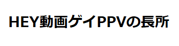 HEY動画ゲイPPVの長所