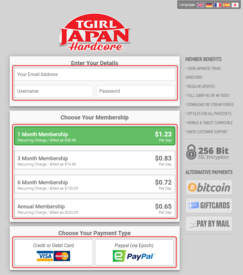 登録＆決済ページ